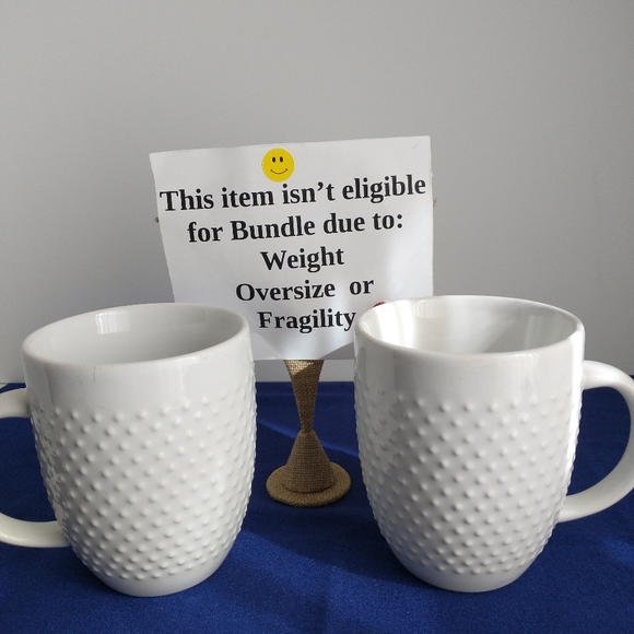 TRESHOLD Porcelain 2 Set Mugs Hubnail Pattern - Picture 4 of 9